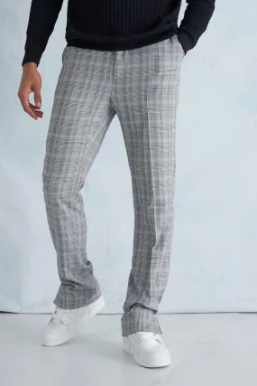 Straight Leg Check Split Hem Trouser