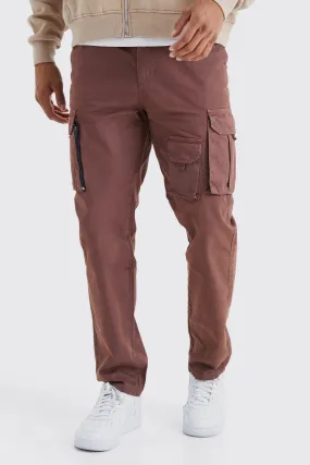 Straight Leg Multi Cargo Trouser With Woven Tab | boohooMAN UK