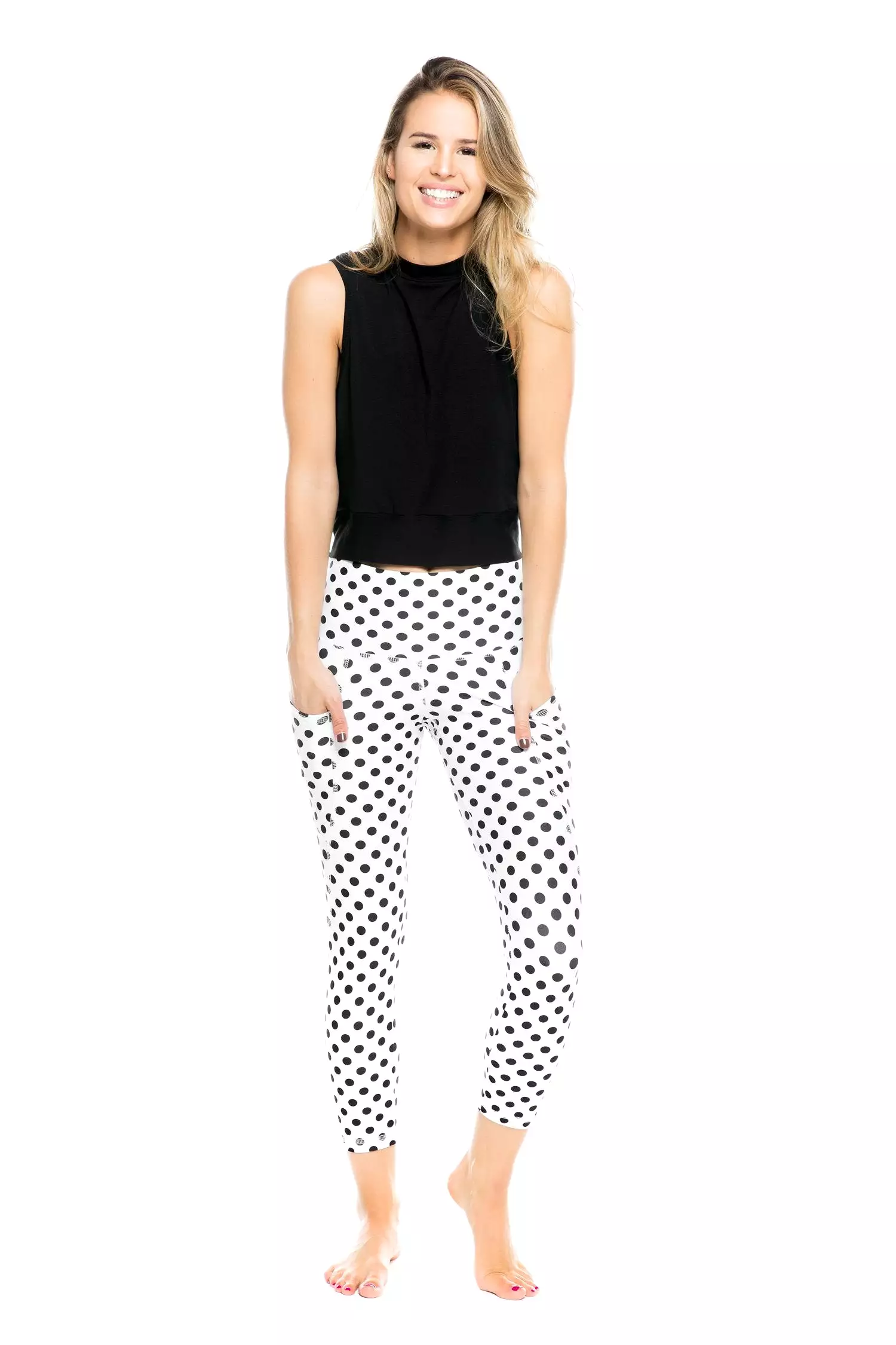 Strut This Flynn Crop Capri Leggings Big Dots