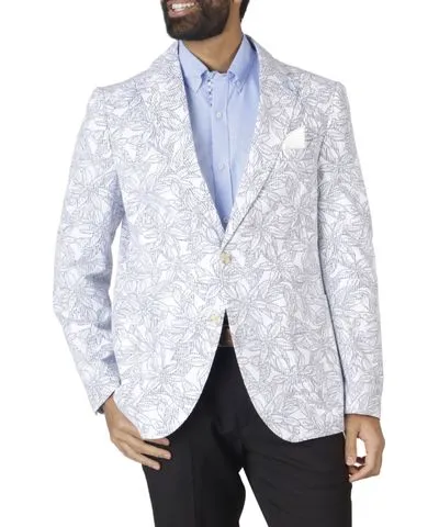 Tailorbyrd Men's Unlined Floral Printed Seersucker Sport Coat