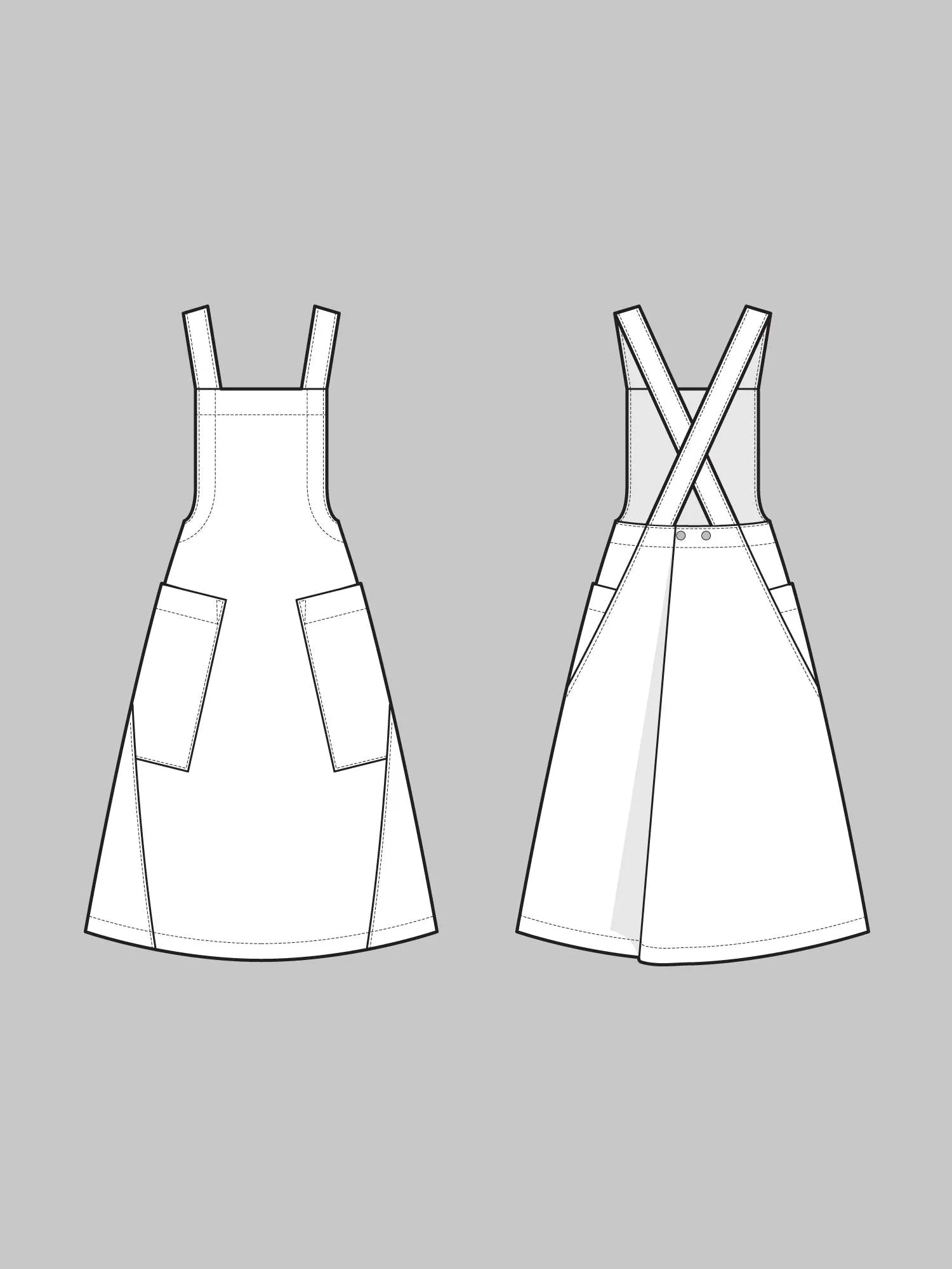 THE ASSEMBLY LINE  Apron Dress Sewing Pattern (XS - L)