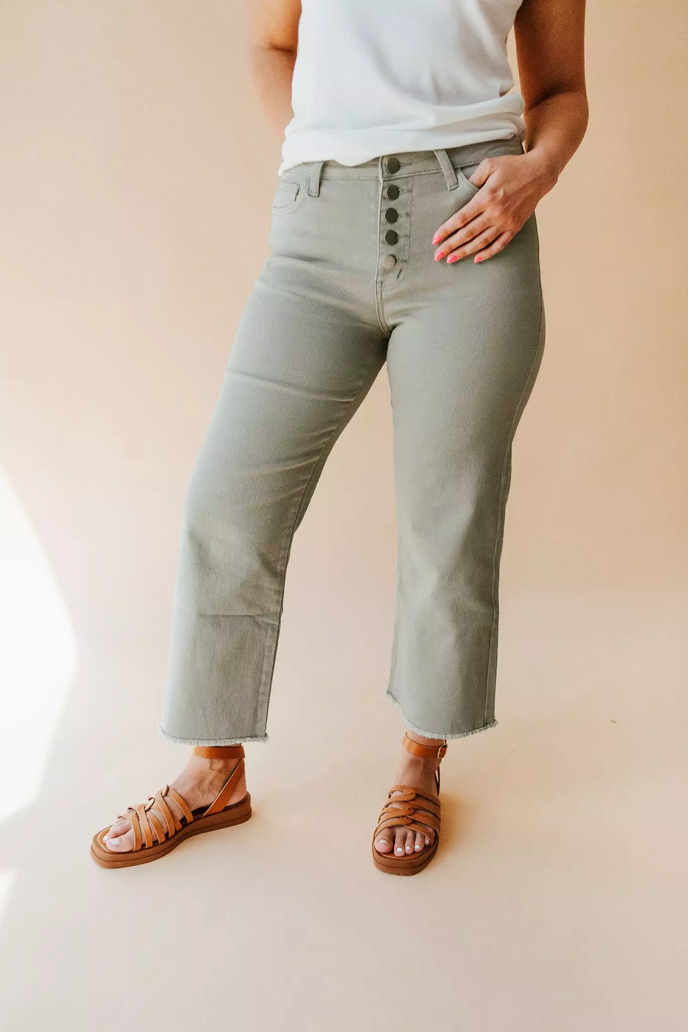 The Matilda Wide Leg Jean in Sage Denim