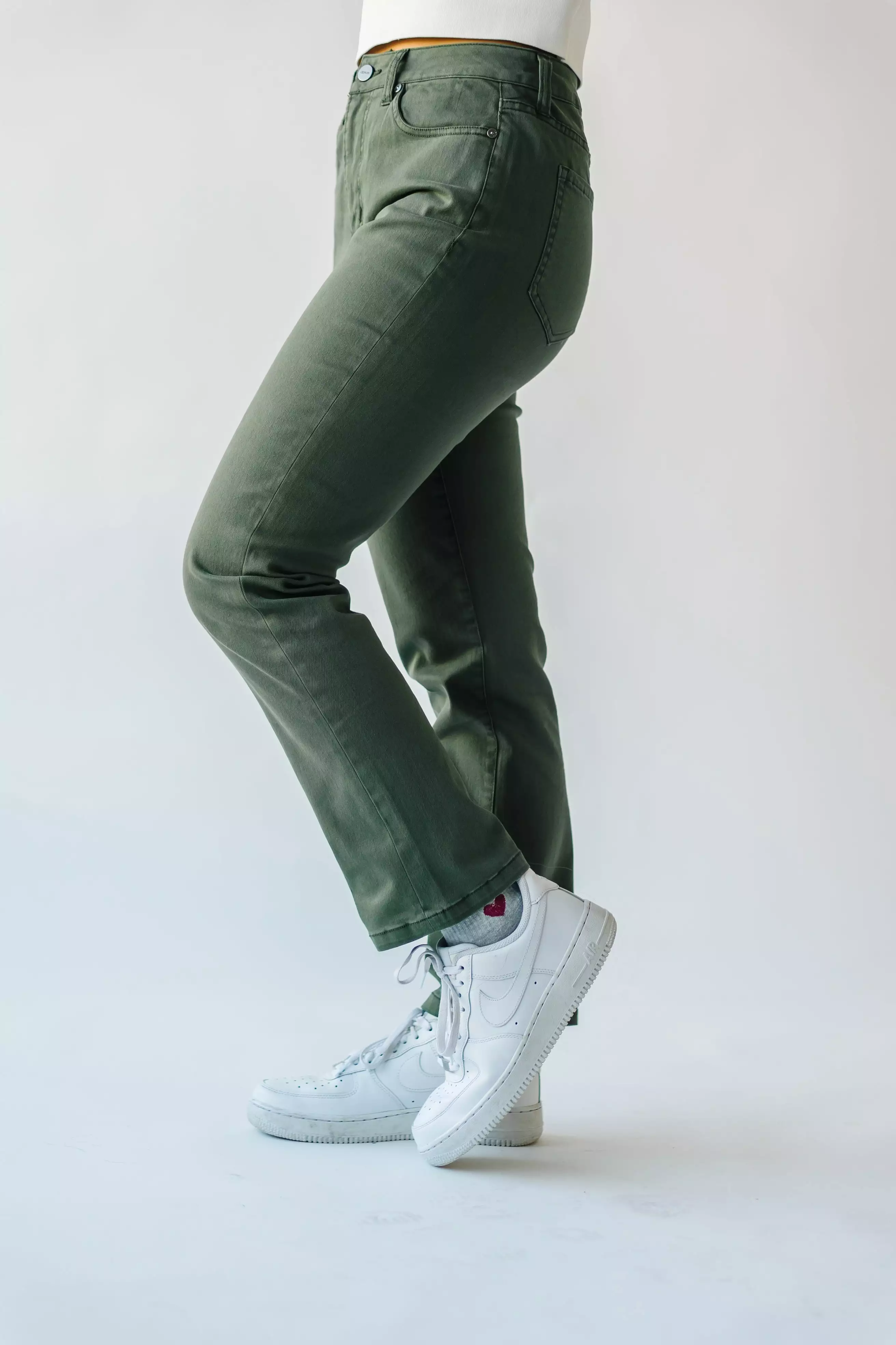 The Roberta High Rise Straight Leg Jean in Olive