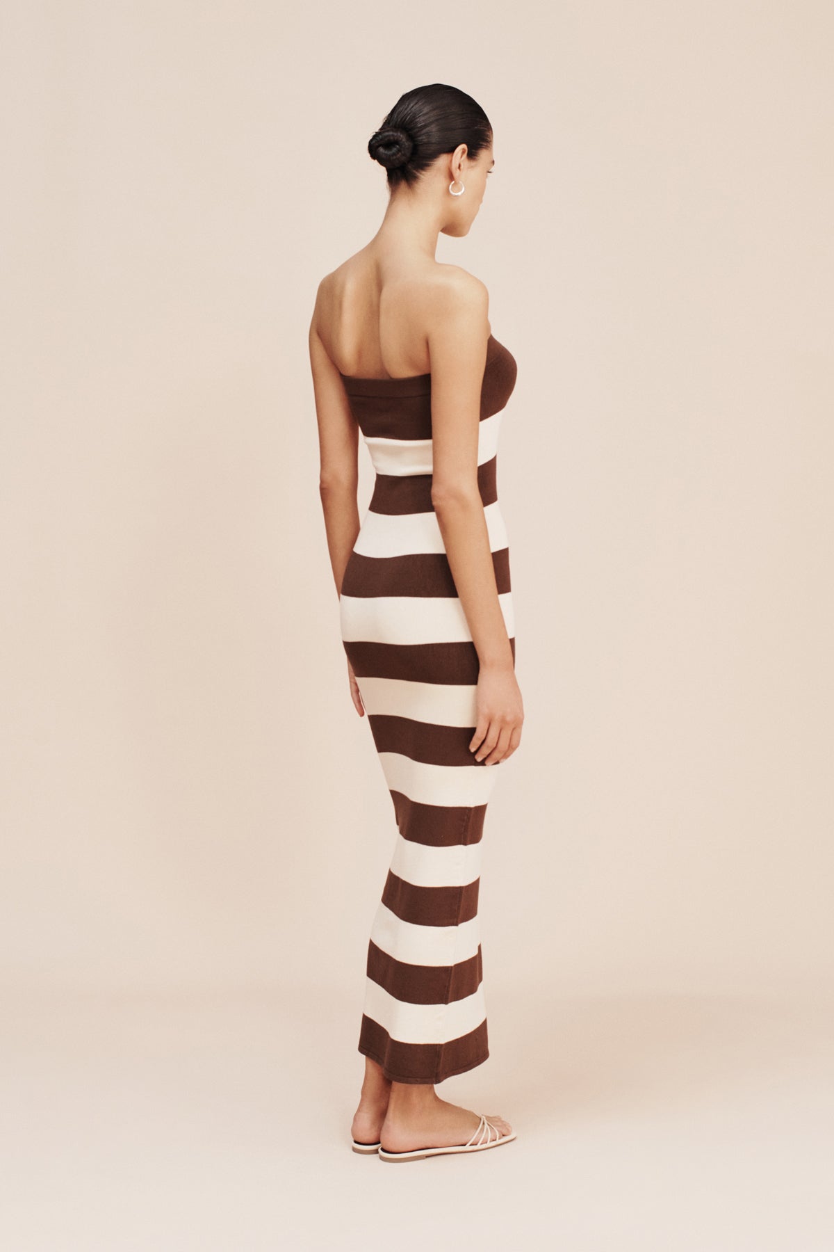 THEO STRAPLESS DRESS - CHOCOLATE STRIPE