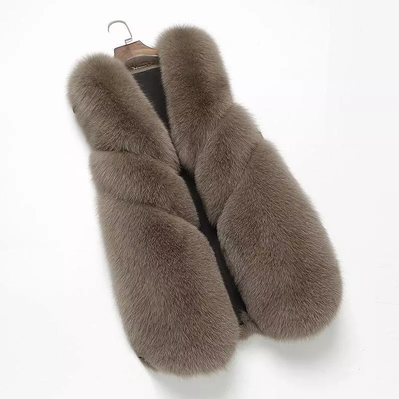 Three Asymmetrical Panel Genuine Fox Fur Gilet