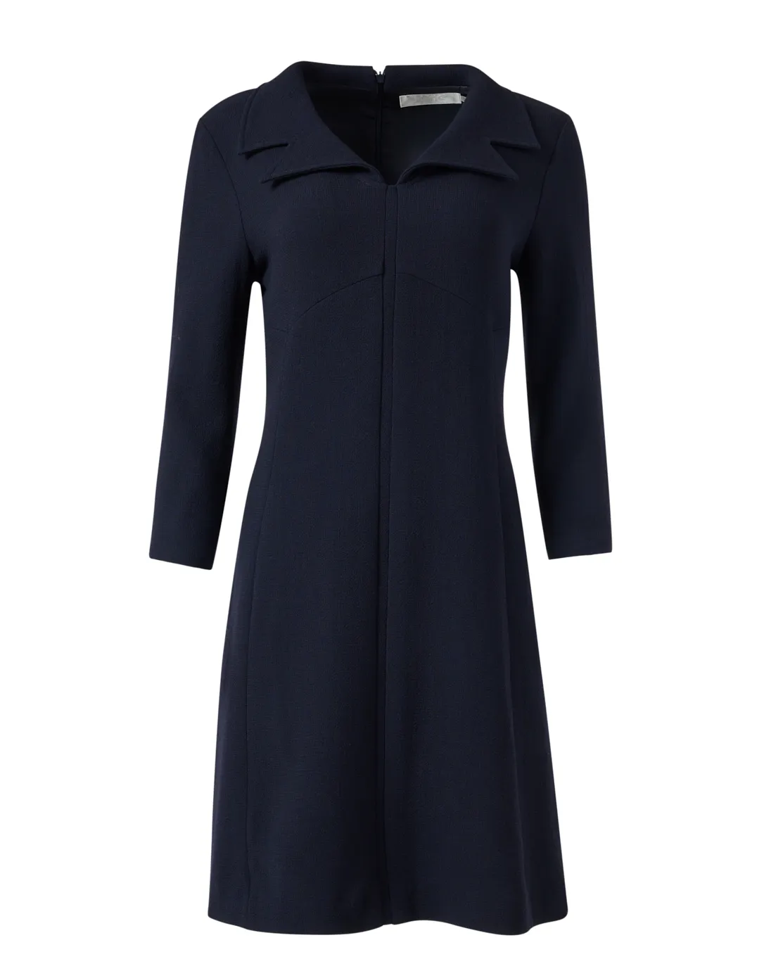 Tia Navy Wool Crepe Dress