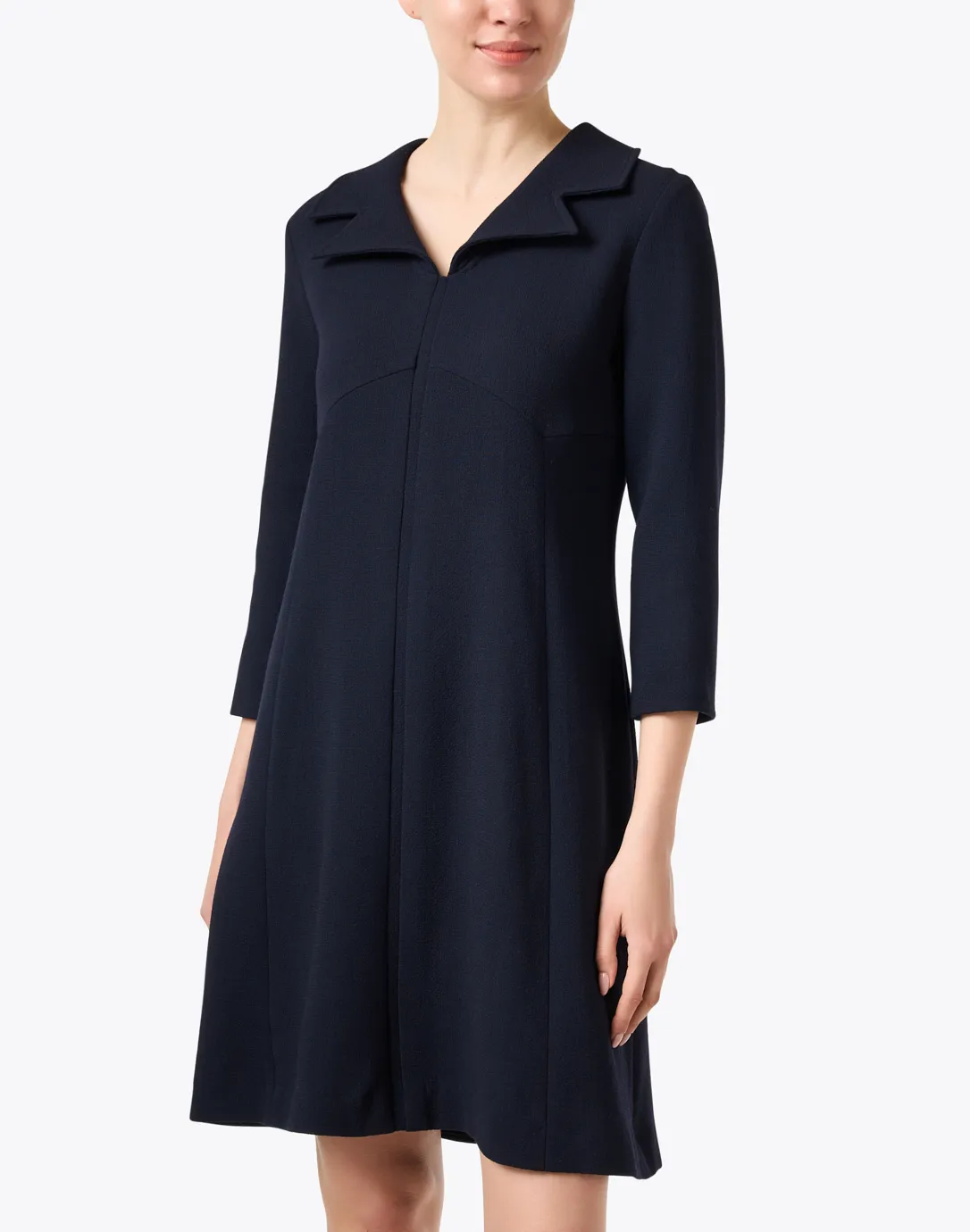 Tia Navy Wool Crepe Dress