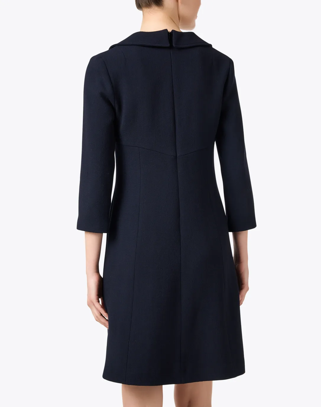 Tia Navy Wool Crepe Dress