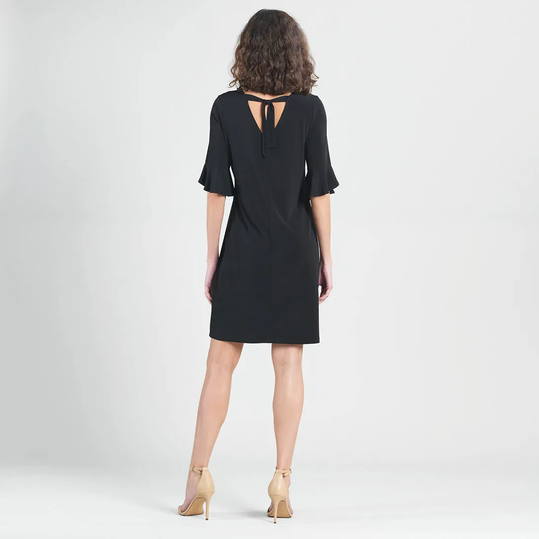 Tulip Cuff Back Tie Dress - Black - Limited Sizes - XS, XL