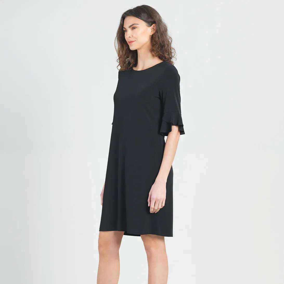 Tulip Cuff Back Tie Dress - Black - Limited Sizes - XS, XL