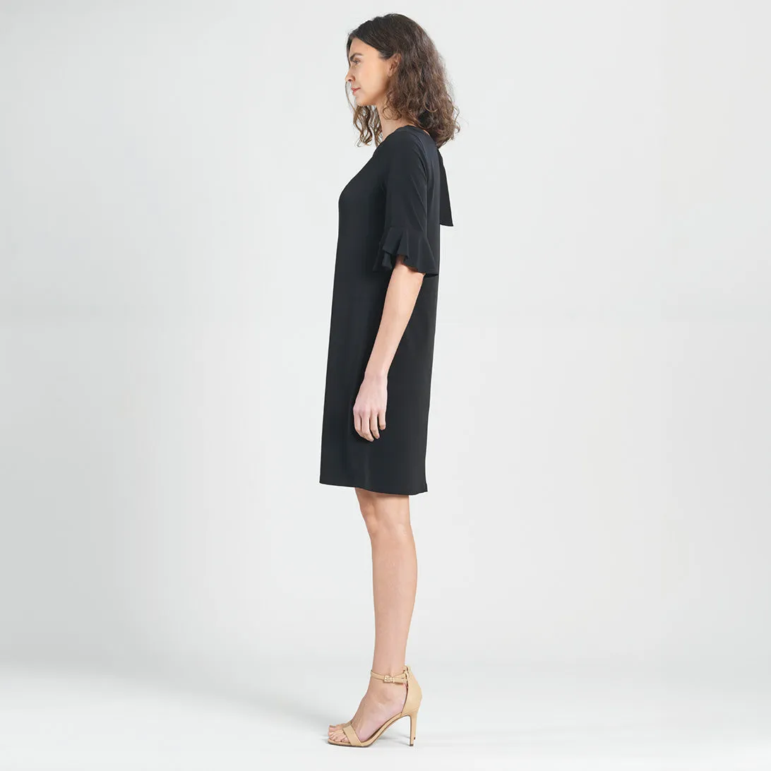 Tulip Cuff Back Tie Dress - Black - Limited Sizes - XS, XL