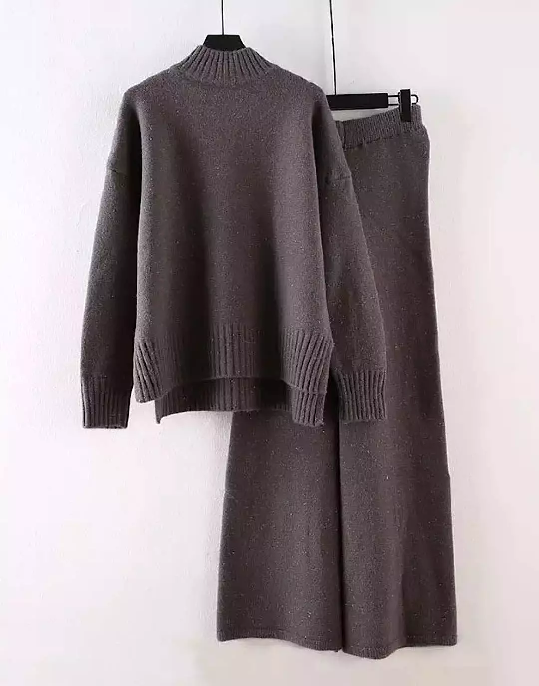 Two Piece Knit Soft Turtleneck Top Pants Set