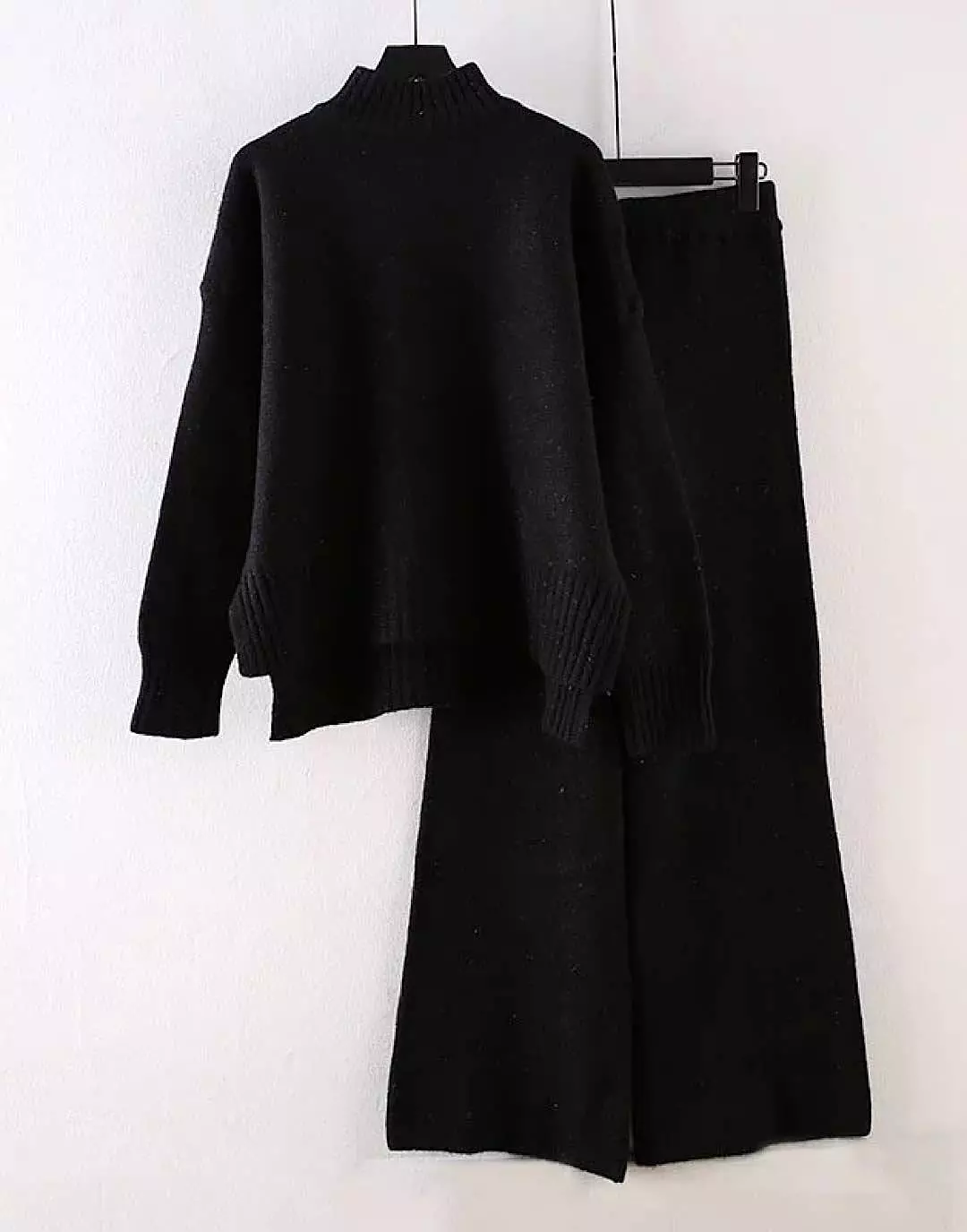 Two Piece Knit Soft Turtleneck Top Pants Set