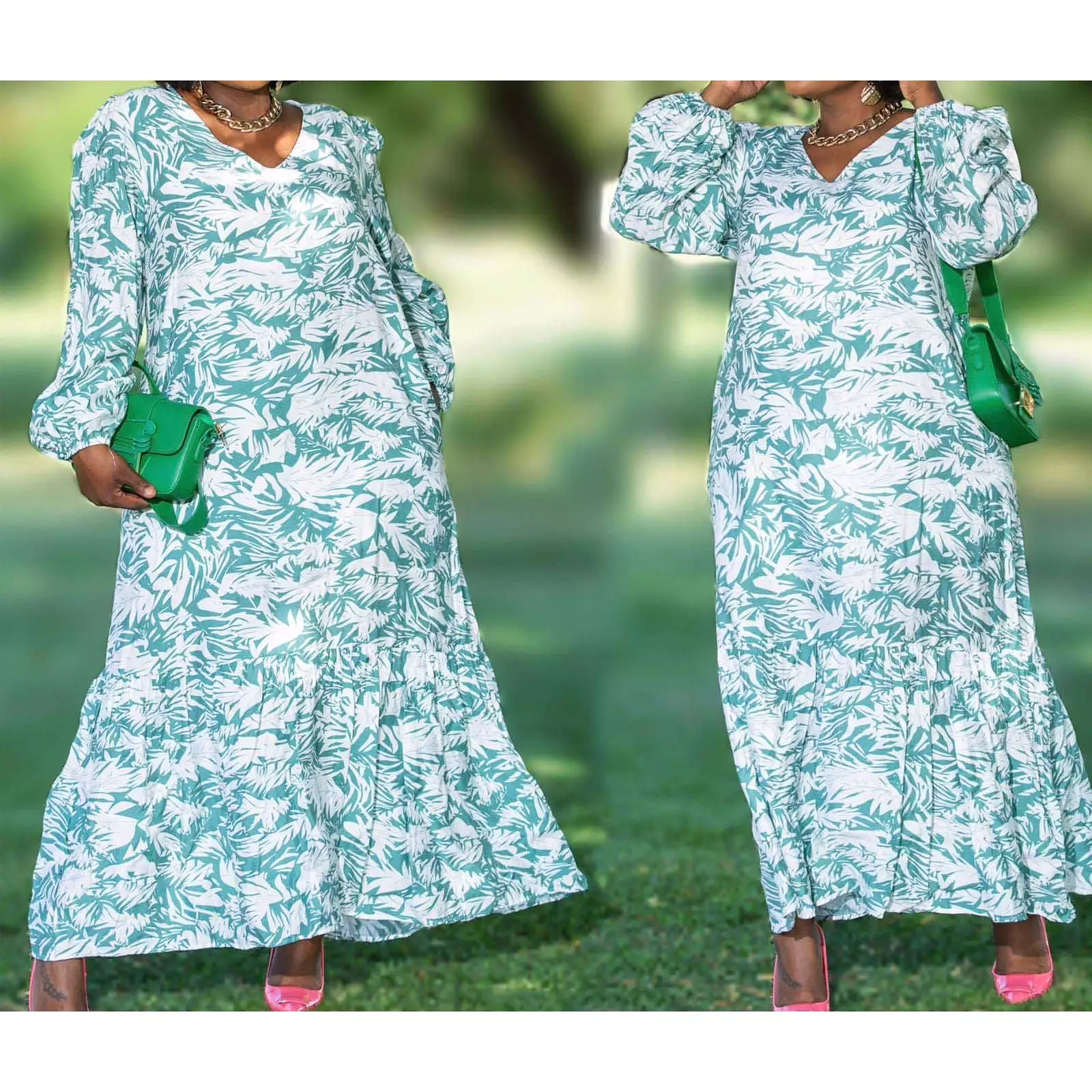 V-Neck Floral Maxi Dress