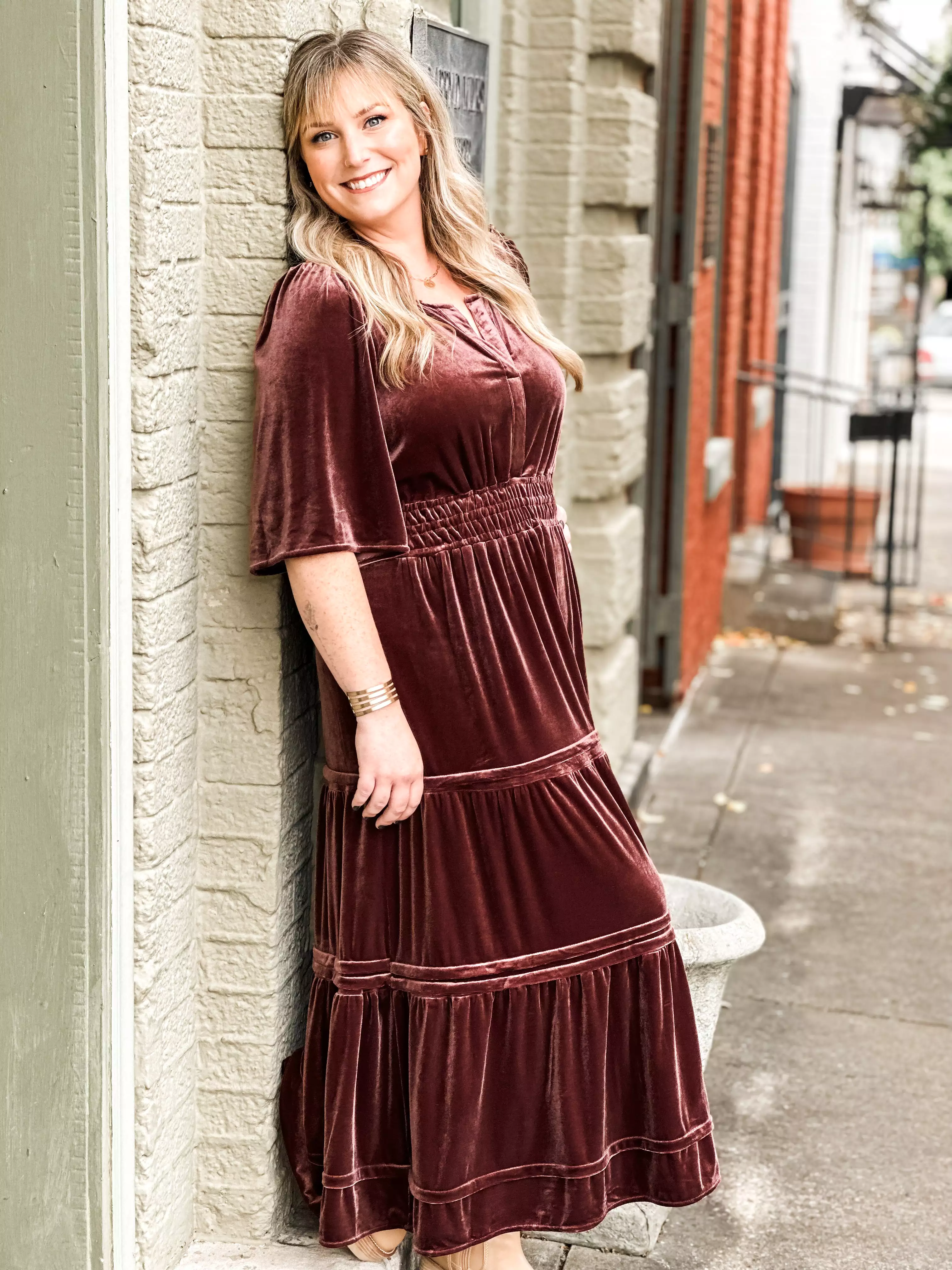 Victoria Velvet Tiered Maxi Dress (S-2X)