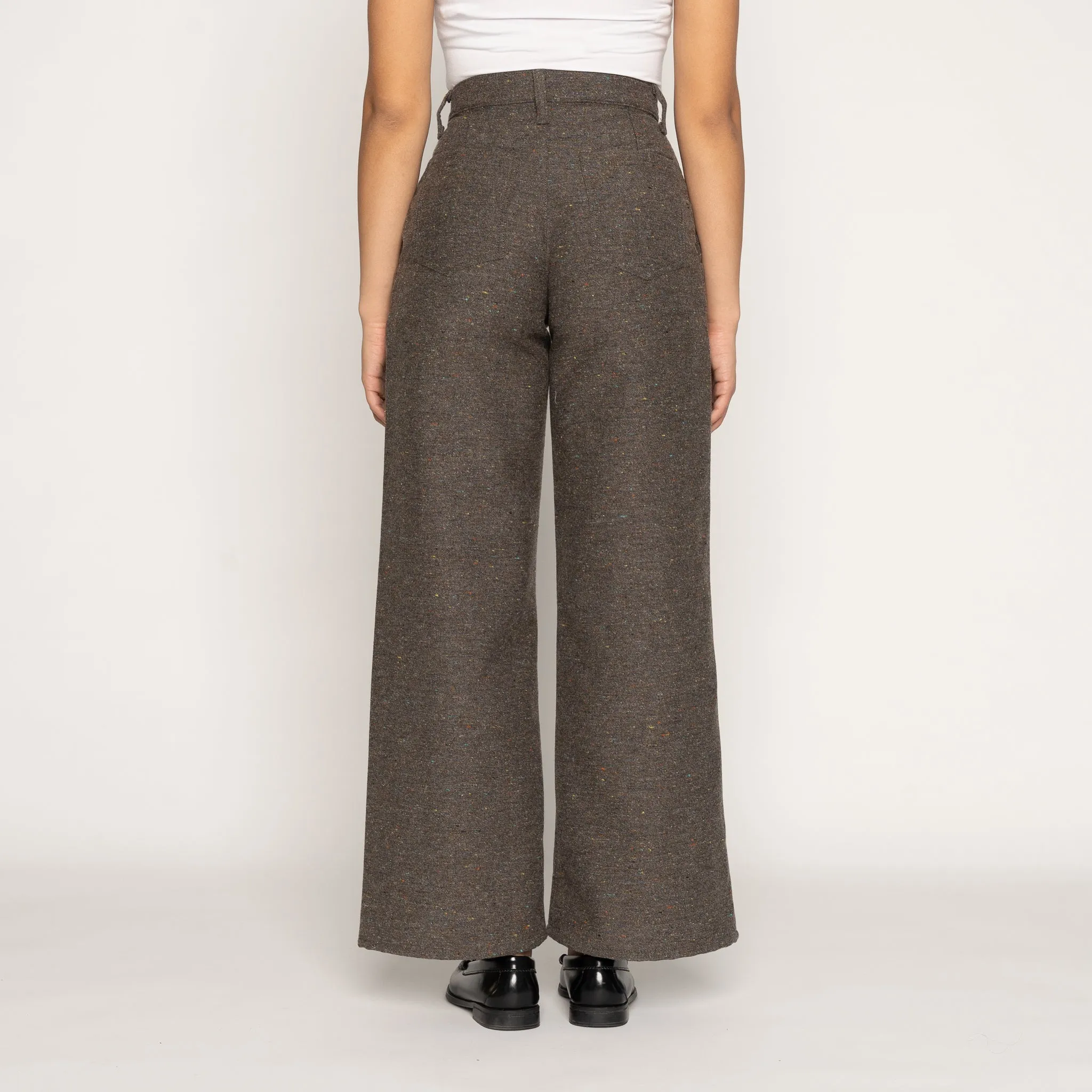 Wide Leg Trouser - Wool Multi Nep - Brown