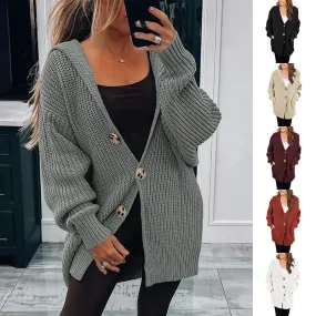 Women's Coat Sweater Long Sleeve Sweaters & Cardigans Streetwear Solid Color