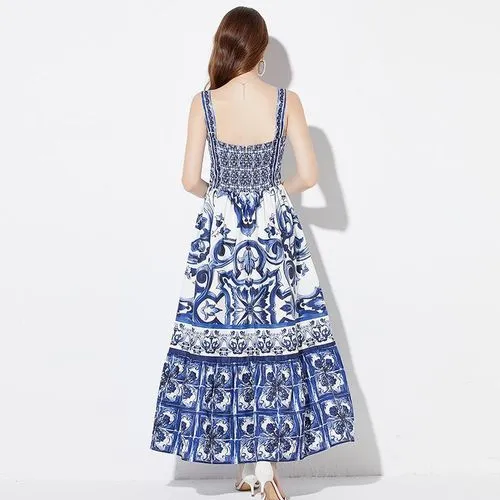 Women's Regular Dress Vintage Style Collarless Printing Sleeveless Printing Maxi Long Dress Daily