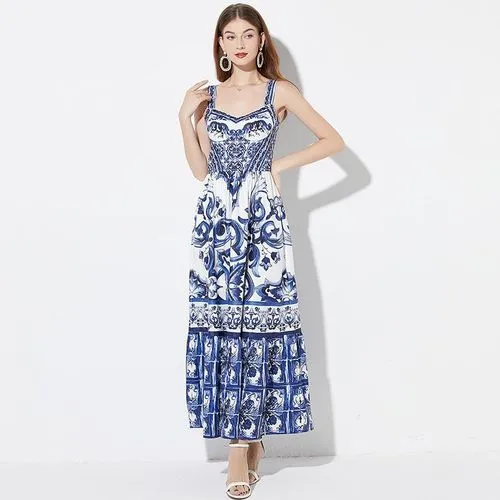 Women's Regular Dress Vintage Style Collarless Printing Sleeveless Printing Maxi Long Dress Daily