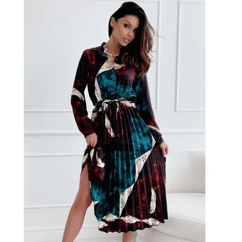 Women's Shirt Dress Elegant Turndown Long Sleeve Color Block Midi Dress Daily