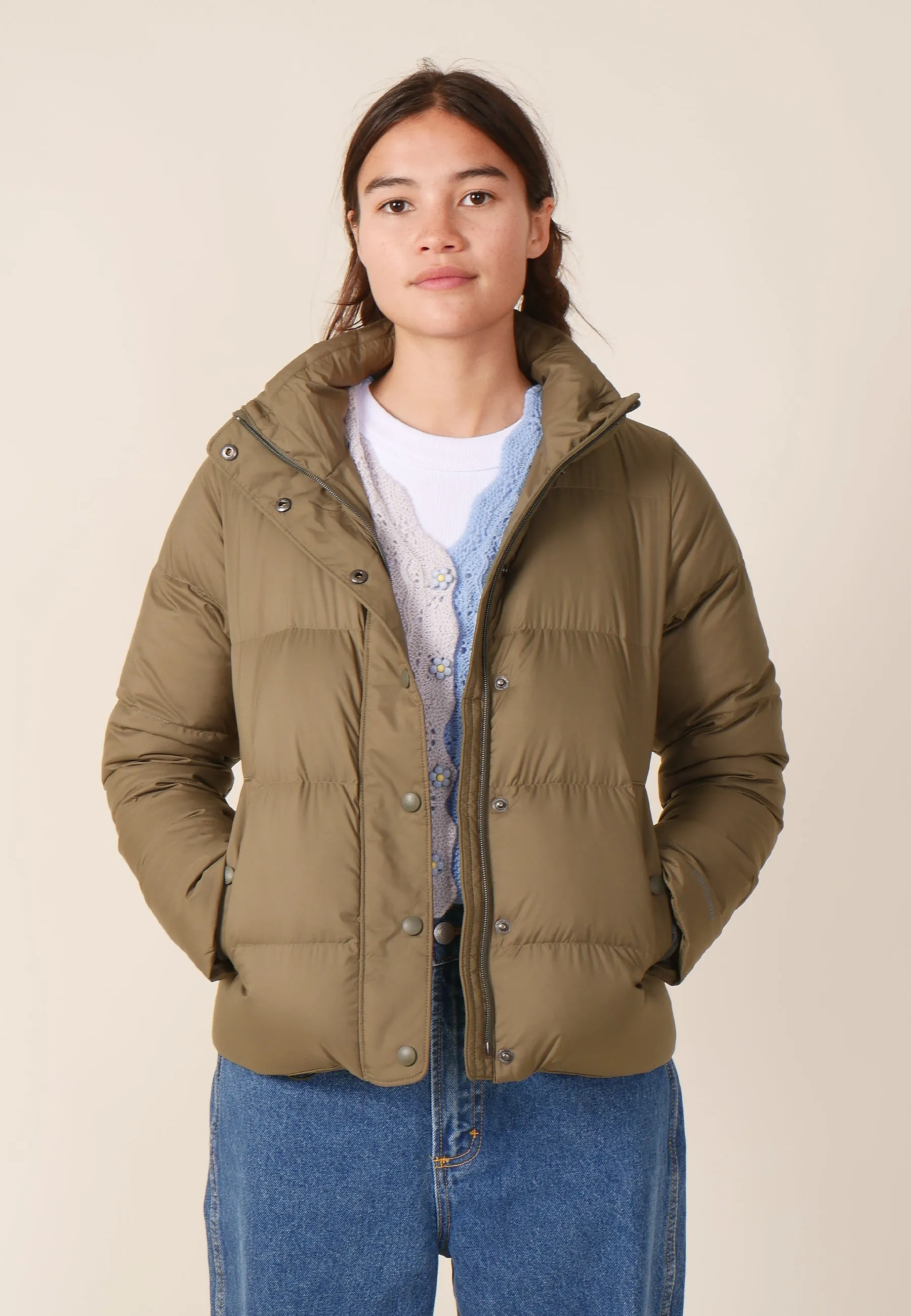 Womens Silent Down Jacket - basin green