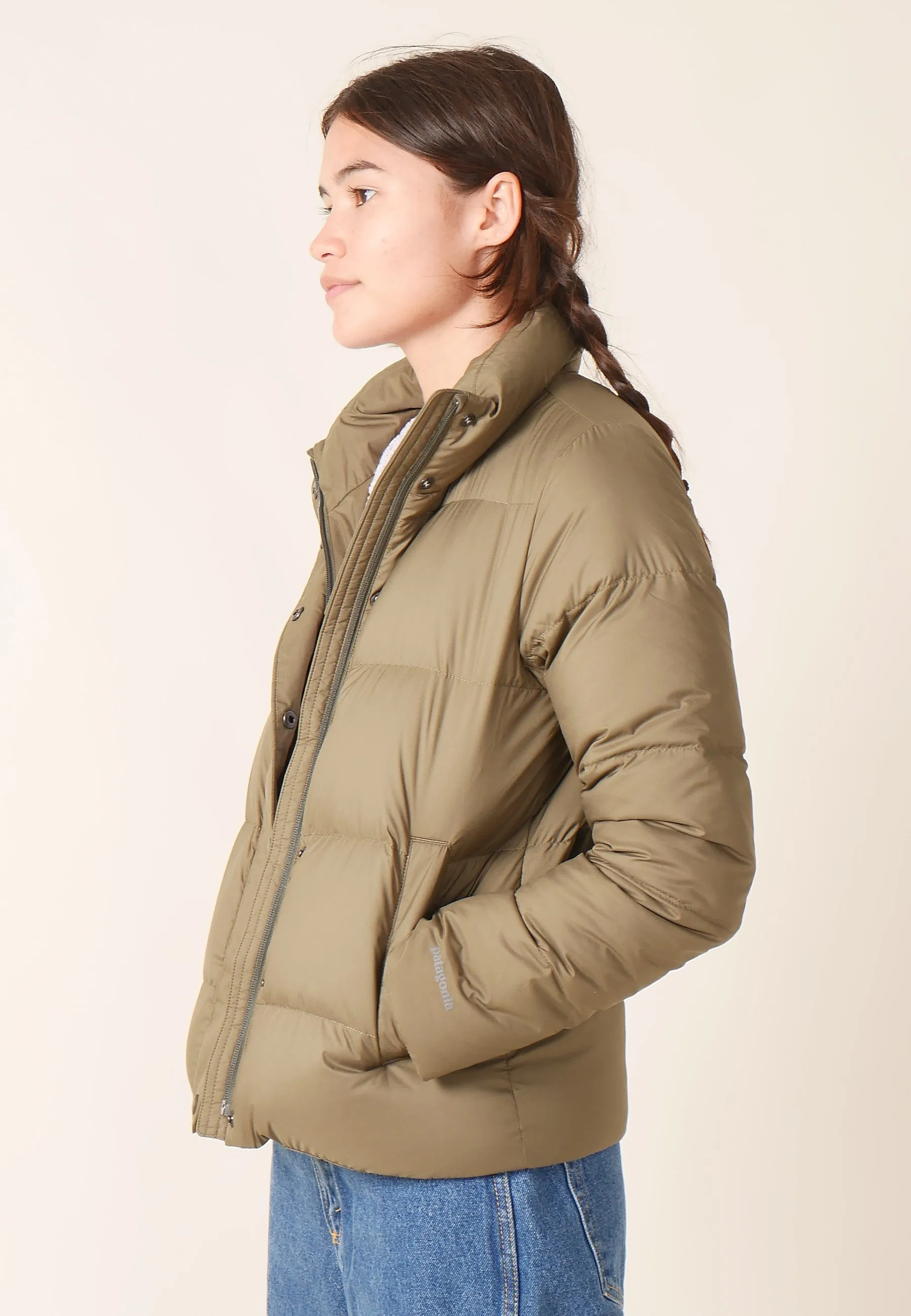 Womens Silent Down Jacket - basin green