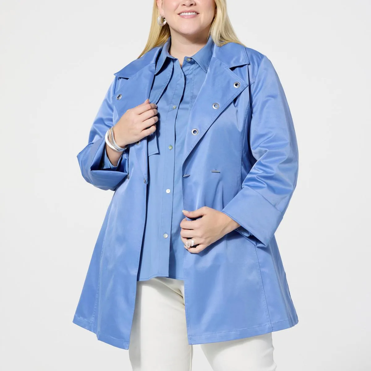      WynneCollection Spring Grommet Trench Coat     