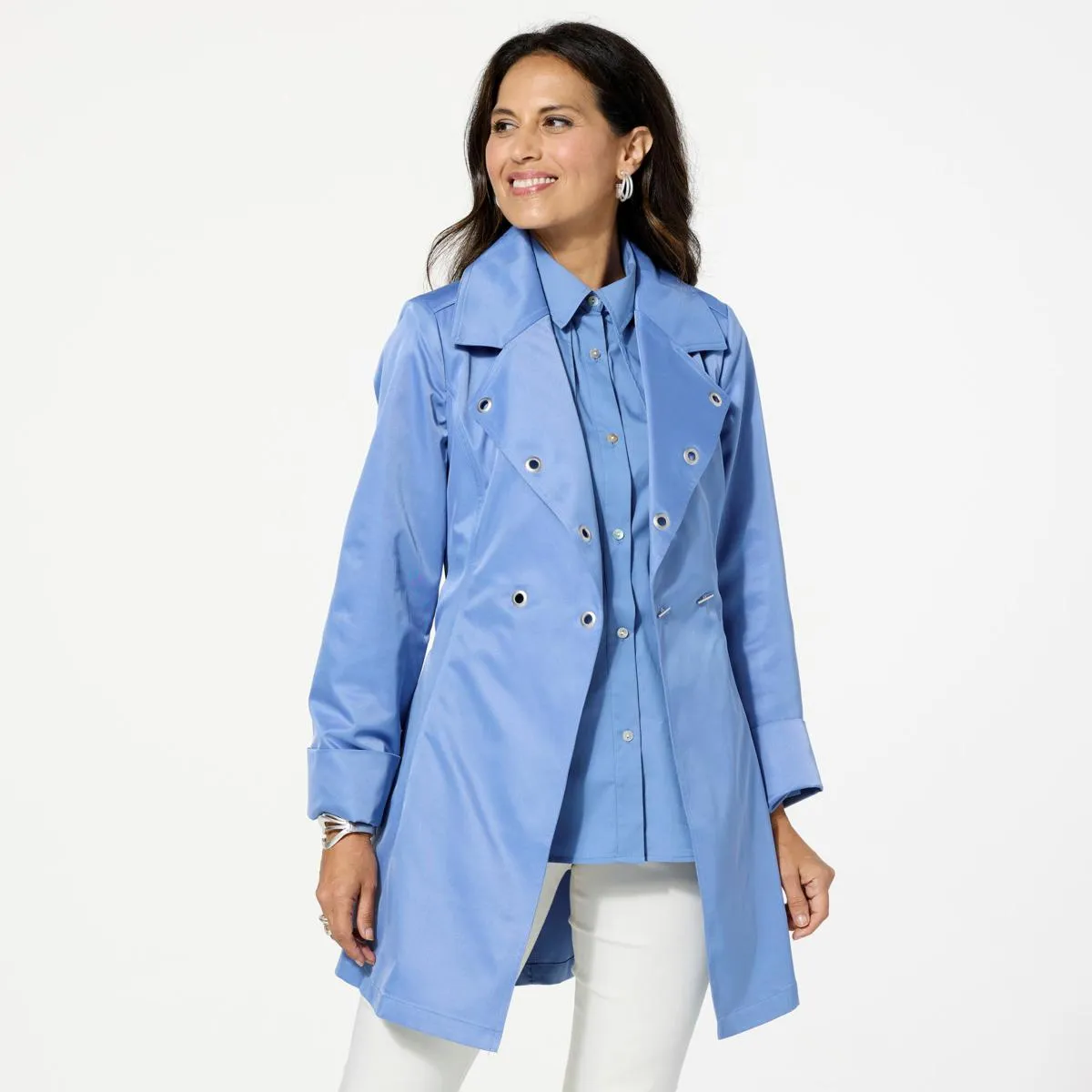      WynneCollection Spring Grommet Trench Coat     