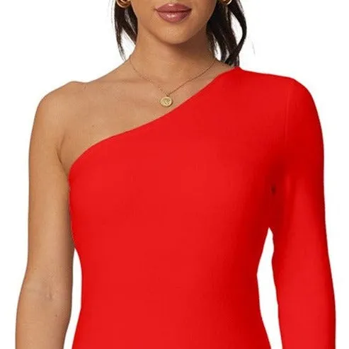 XS - 5XL Scarlet Femboy Long-Sleeve One Shoulder Mini Dress