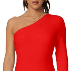 XS - 5XL Scarlet Femboy Long-Sleeve One Shoulder Mini Dress