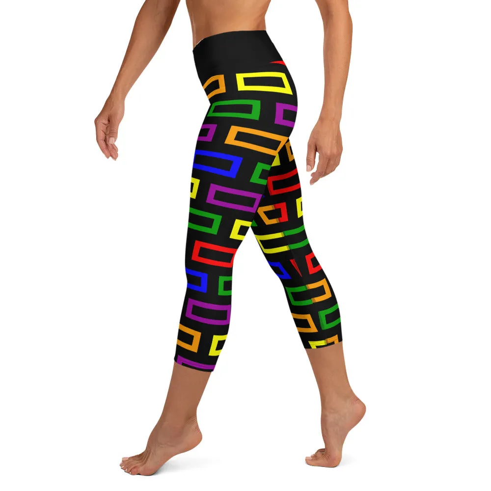 Yoga Capri Leggings Colorful Blocks