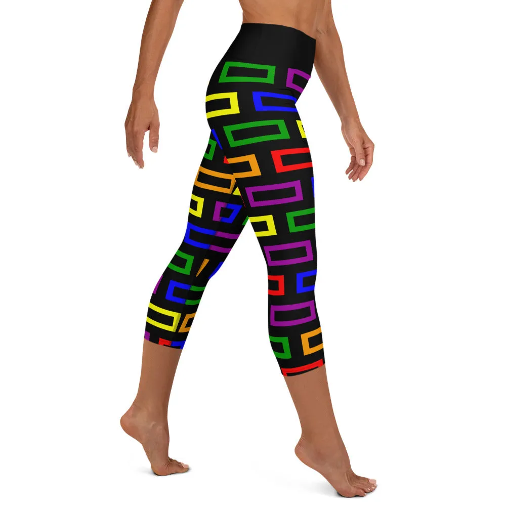 Yoga Capri Leggings Colorful Blocks