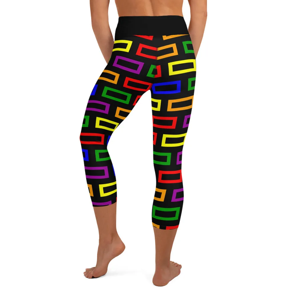 Yoga Capri Leggings Colorful Blocks