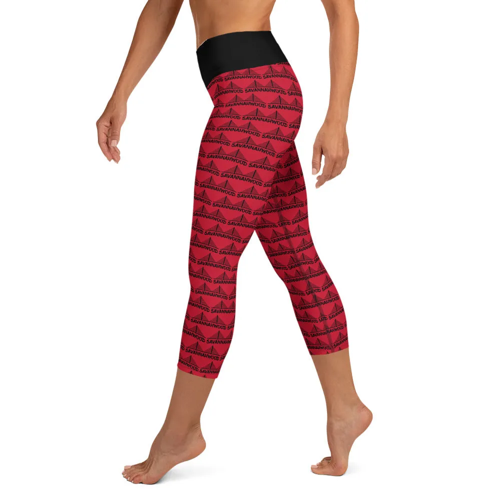 Yoga Capri Leggings Red and Black