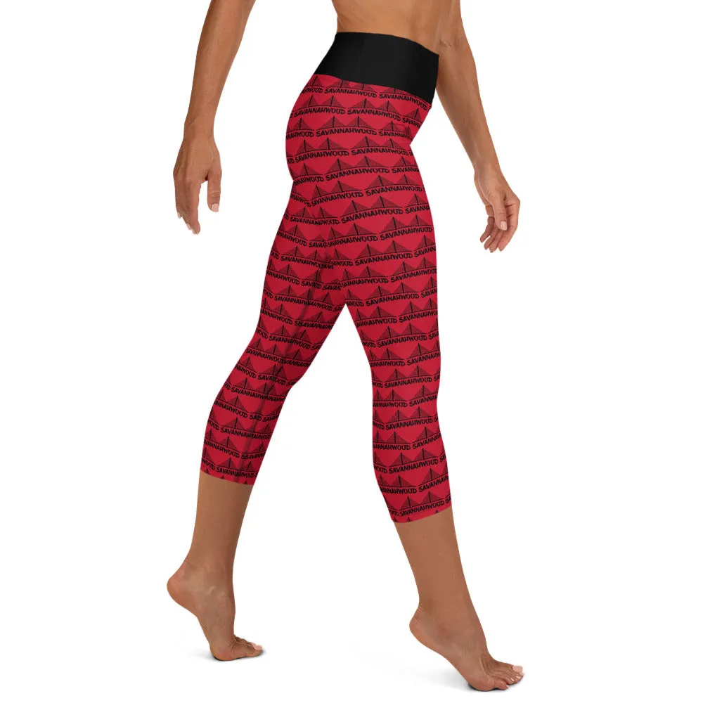 Yoga Capri Leggings Red and Black