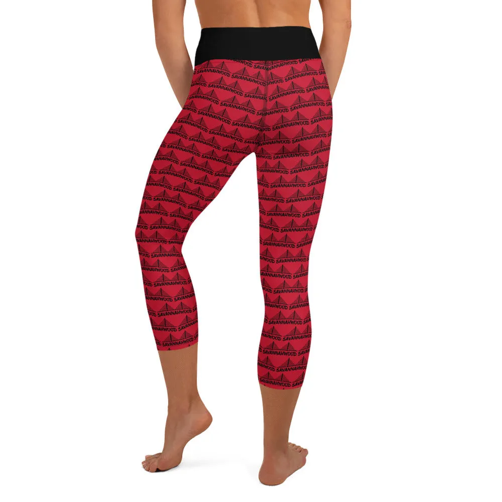 Yoga Capri Leggings Red and Black